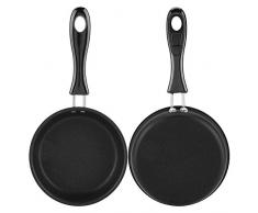 Portátil Mini Sartén Huevo Escalfado Omelette Pot Hierro Puro Dupont Recubrimiento Hogar Cocina Pequeña Cocina Negro 12 CM