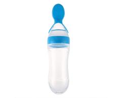 Prima05Sally 1 unid 90 ml Biberón Tipo de alimentación de extrusión de Silicona Infantil Cuidado de niños Cuchara Pasta de arroz Botella de Comida para bebés 5 Colores