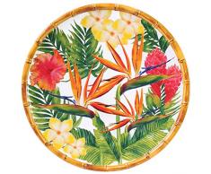 Les Jardins de la Comtesse - Plato Grande de Cena Diseño Rosa Verde Amarillo - Plato de Melamina de la Vajilla de Flores Exóticas - Colección de Vajilla MelARTmine - Ø 28 cm