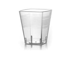 Elegante – plástico reutilizable cuadrado vasos de chupito – 2OZ (55ml), transparente con diseño de 18 pcs.