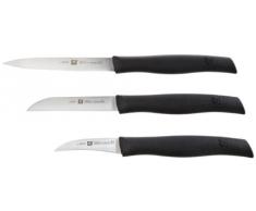 Zwilling Twin Grip - Set 3 Cuchillos, Hoja endurecida al frÃ­o Friodur, Acero Inoxidable, Mango sintÃ©tico, Color Negro