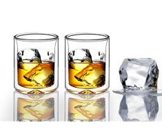 Suns Tea DB-06 - Vasos de whisky de doble pared, borosilicato, transparente