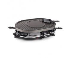 Princess 162700 Oval Grill Party - Raclette y parrilla, con parte diseñada especialmente para creps, 8 personas