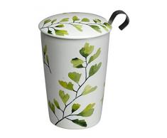 Eigenart - Taza de té de Porcelana de Doble Pared con Tapa de Porcelana y colador de té de Acero Inoxidable, 350 ml