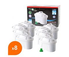 FilterLogic FL402H - 8 unidades - cartucho de filtro compatible con BRITA ® Maxtra ® para Elemaris / Marella / Navelia / fill & enjoy Fun - Bosch , Siemens Tassimo jarra filtrante - 100486 - 1009696