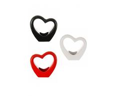 Grande en forma de corazón florero de porcelana brillante en color rojo y negro o blanco de floreros en forma de Homestreet