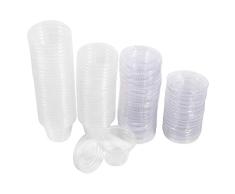Garosa Salsa de Plástico Desechable Contenedor de Vasos Contenedores de Muestra con Tapas Transparentes Jello Shot Cup Souffle Salad Dressing Cup Sauce Cajas de Chutney Caja para Llevar 3oz(1oz)