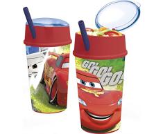 Cars - Vaso plastico con tapapajita y compartimento snack 400 ml (Stor 22901)