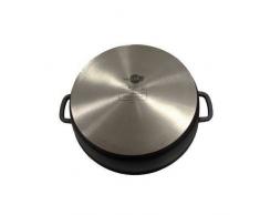 We Cook Ecostone Cazuela Baja, inducción 36 cm, Aluminio Fundido, Tapa de Cristal, 3 Capas Antiadherente, Asas de Silicona, Negro, 36cm
