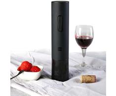 Abrebotellas eléctrico del vino USB recargable - Abrelatas automático del vino del sacacorchos sin cuerda con el cortador de la hoja Función de visualización del poder Acero inoxidable Matt Black