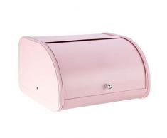 AoJuy Cocina Panera, Metal Pan Caja Papelera Almacenaje de Cocina Contenedores, Rollo Top Panera con Rollo Tapa Superior Utensilios de Cocina Caja Almacenaje - Rosa