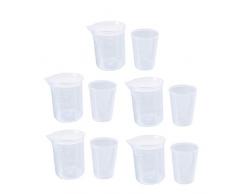 HEALLILY Vasos medidores de plástico con escala 100 ml Vaso graduado de 50 ml para mezclar mancha de pintura máscara de resina epoxi contenedor de líquido de laboratorio 10 piezas