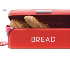 Panera de acero inoxidable Rectangular estilo Retro rojo panera