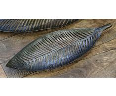 elbmöbel – Cuenco decorativo Hoja de Palma 17 x 50 x 4 cm metal cepillado Plato Decorativo (hecha a mano