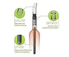 Vicloon Enfriador de Vino, Enfriador Botellas Vino con Varilla de Enfriamiento, Acero Inoxidable Aereador y Vertedor, Antigoteo y Duradero para Los Amantes del Vino