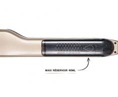 SAINT ALGUE Demeliss Titanium - Plancha Profesional Ancha de Titanio, Tecnología de Vapor, para Todo Tipo de Cabello, Temperatura de 150 ° a 230 °, Contenedor de Agua de 40 ml - Dorado/Negro