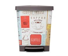 TATAY Cubik Vintage Cubo de Basura para la Cocina con Apertura a Pedal, Capacidad para 23 litros, Fabricado en plástico Polipropileno, Estampado, 35.5 x 30 x 39 cm