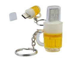 Vaso de Cerveza 8 GB - Memoria Almacenamiento de Datos – USB Flash Pen Drive Memory Stick - Amarillo y Blanco