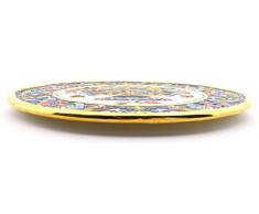 Plato Pared Modelo 02, Plato Decorativo de cerámica para Colgar Pintado a Mano con la técnica Cuerda Seca Oro DE Ley 24 K (Quilates). 33cm de diámetro.