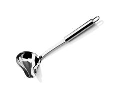 Cuchara para Espaguetis 11.4 pulgadas de acero inoxidable 304 Salsa Cuchara Cucharón de servicio con pico torcido largo mango de una cuchara que cocina la herramienta Cuchara Salsera Cazo para Sopa