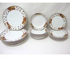 VAJILLA 18 PIEZAS PLATOS LLANO HONDO POSTRE REDONDO GRANOS CAFE