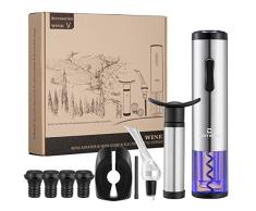 CRITIRON Sacacorchos Eléctrico Inalámbrico para Vino, con Aireador Pourer, Cortador de Aluminio, Bomba de Vacío para Ahorro de Vino, 4 Tapones de Vino, Halloween y Navidad, Amantes del Vino