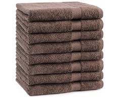 Betz 8 unidades set toallas serie PREMIUM 100% algodon 8 toallas de mano tamaño 50x100 cm color marrón