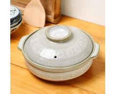 HOMRanger Japonés-Estilo Cerámica Cazuela/Puchero,Calor-Resistente Portátil Cacerola,Artesanal Horno Holandés,Salud Enlatar,Mesa De Guiso De Sopa para El Hogar Blanco 2.2l