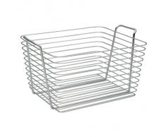 InterDesign Classico Cesta de almacenaje, cesto de alambre de metal grande, caja con asas para accesorios de baño y juguetes, plateado