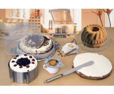 CHG 201-17 - Juego de utensilios para repostería (plato para tartas de 30 cm con tapa de 11 cm de alto, molde para tartas ajustable de 16 cm a 30 cm y 8,5 cm de altura, espátula para extender de 37 x 3 cm, separador de claras,