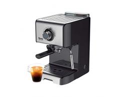 TM Electron TMPCF101 cafetera Espresso Manual con 15 Bares de presión, 1200W, depósito 1,2 L, espumador de Leche, 3 Funciones, Fabricado en Acero Inoxidable, 1 Cups