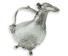 Cavagnini - Botella decantador pato liberty en peltre y cristal para vino.
