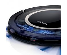 Philips SmartPro Robot Aspirador, diseño súper Compacto 6 cm, Sistema de Limpieza de 2 Fases, 0.7 W, 0.25 litros, 58 Decibeles, Plateado metálico y Negro Intenso