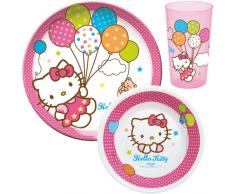 Unitedlabels 0119229 - Set infantil de desayuno (melamina y plástico, 3 piezas), diseño de Hello Kitty