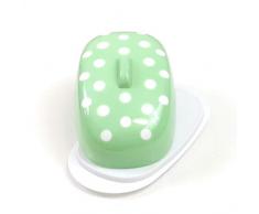 Berossi - Mantequillera de plástico con tapa, sin BPA, para guardar en el frigorífico, plástico, mantequillera giratoria, diseño retro