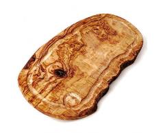 das Olivenholzbrett Madera de Olivo Cortar, Tablas para Steaks con Ranura en Corte Natural - 35cm