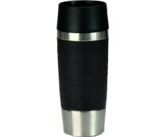 Emsa Travel Mug - Taza térmica de 0.36 l, mantiene calor 4 h y frío 8 h, acero inoxidable con base antideslizante y zona de agarre de silicona con letras grabadas, color marrón