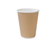 BIOZOYG 25 Taza de Kraft Marrón Corrugado para café I ecológico Taza para café desechable Bio sin Imprimir 300 ml/12 oz I 100% Biodegradable, Certificado compostables