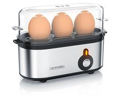 arendo - Cocina de Huevo eléctrica Threecook - Cocedor Compacto de 3 plazas - Interruptor ON Off - Cocción 210 W - 1-3 Huevos - Patas de Goma Antideslizantes - No BPA - Certificado GS