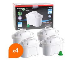 FilterLogic FL402H - 4 unidades - cartucho de filtro compatible con BRITA Maxtra para Elemaris / Marella / Navelia / Fun - Bosch Siemens Tassimo jarra filtrante - 100486 1009696