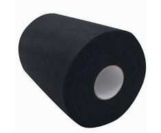 Carrete de tela de tul de 15,2 cm x 91,4 m, más de 59 colores disponibles, para caminos de mesa, sillas, lazos, faldas, tutús, costura, manualidades, tela para boda, fiestas, regalos negro