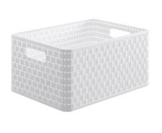 Rotho 1153080000 Country - Cesta de Almacenaje con Efecto Mimbre A4, color blanco