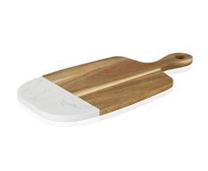 ANDREA HOUSE - Tabla de Cortar de Madera de Acacia con Punta de mármol Blanco 38,5x18,5x1,5cm