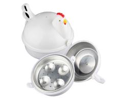 Wohlstand Huevera Cocedor,Cocedor de Huevos para Horno microondas13.3 * 15.7 * 15.7cm,Blanco,4 Huevo