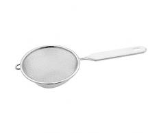 Fackelmann Food & More Colador Borde Redondo 10 Cm, Acero Inoxidable, Blanco