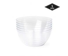 5 Piezas -3500ML- Ensaladeras de Plástico Desechables Grandes, Cuencos Bol de Plástico Transparentes - Elegante, Ligero, Resistente y Reutilizable| Fiestas Cumpleaños Catering Navidad Año Nuevo
