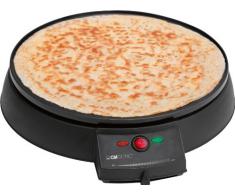 Clatronic CM 3372 Máquina de hacer crepes, tortitas, tortillas, plato 29 cm antiadherente, termostato regulable, 900 W, Cristal, Negro