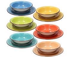 Tognana Art & Pepper Stoneware - Vajilla de 18 piezas, multicolor