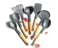 Utensilios de cocina 7pcs Juego de cocina de nylon Herramientas Utensilio for cocinar juego de ollas sopa Cuchara Turner cucharón de pasta Cuchara a prueba de calor antiadherente Utensilios yqaae
