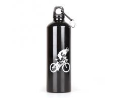 SODIAL(R) Cantimplora Botella Agua Deporte Ciclismo Camping Aluminio Negro
